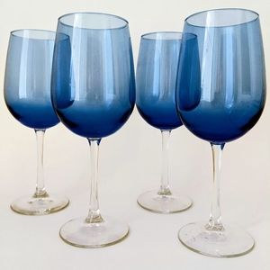 Vintage set of 4 cobalt blue glasses